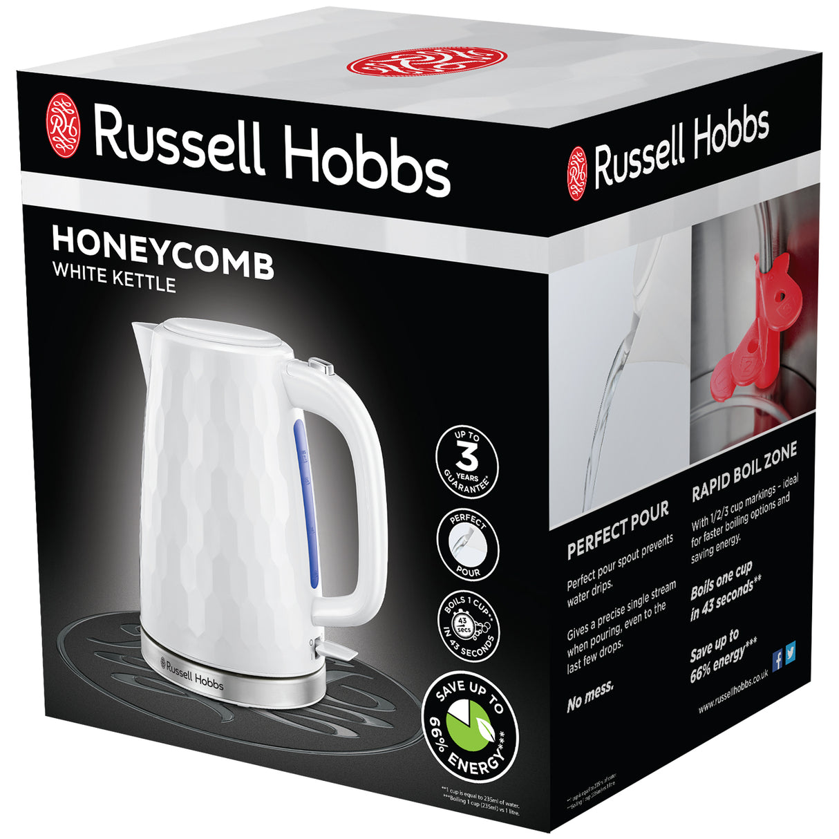 Russell Hobbs Vattenkokare 2605070 Honeycomb Kettle White