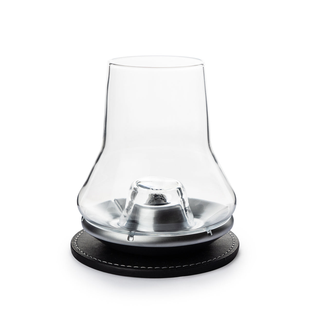 Peugeot Whisky tasting set Glass, metal base, glass mat