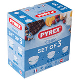 Pyrex Skålar 3set 0,5L 14cm 1,0L 17cm 2,0L 21cm