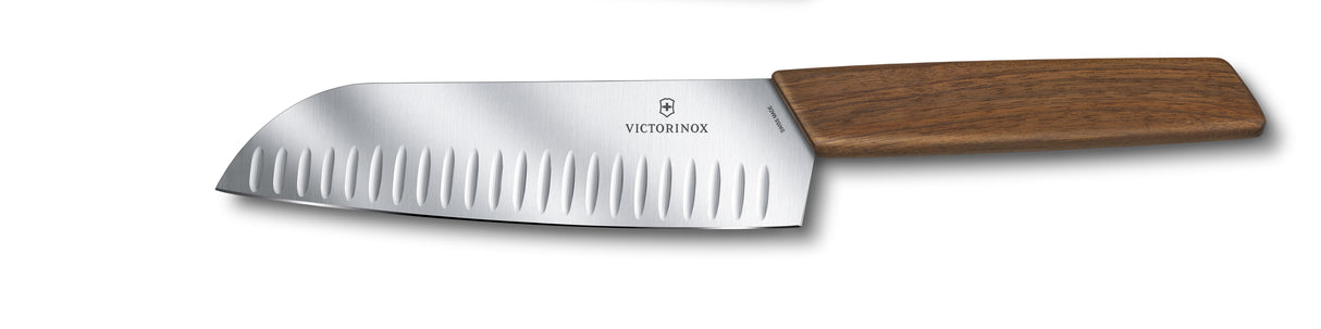 Victorinox Swiss Modern Santoku Knife, 17 cm, walnut wood,