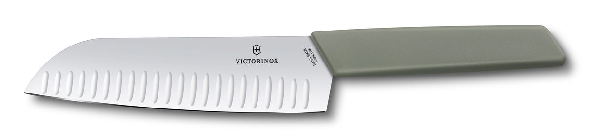 Victorinox Santoku Knife, fluted edge, 17 cm olive-green