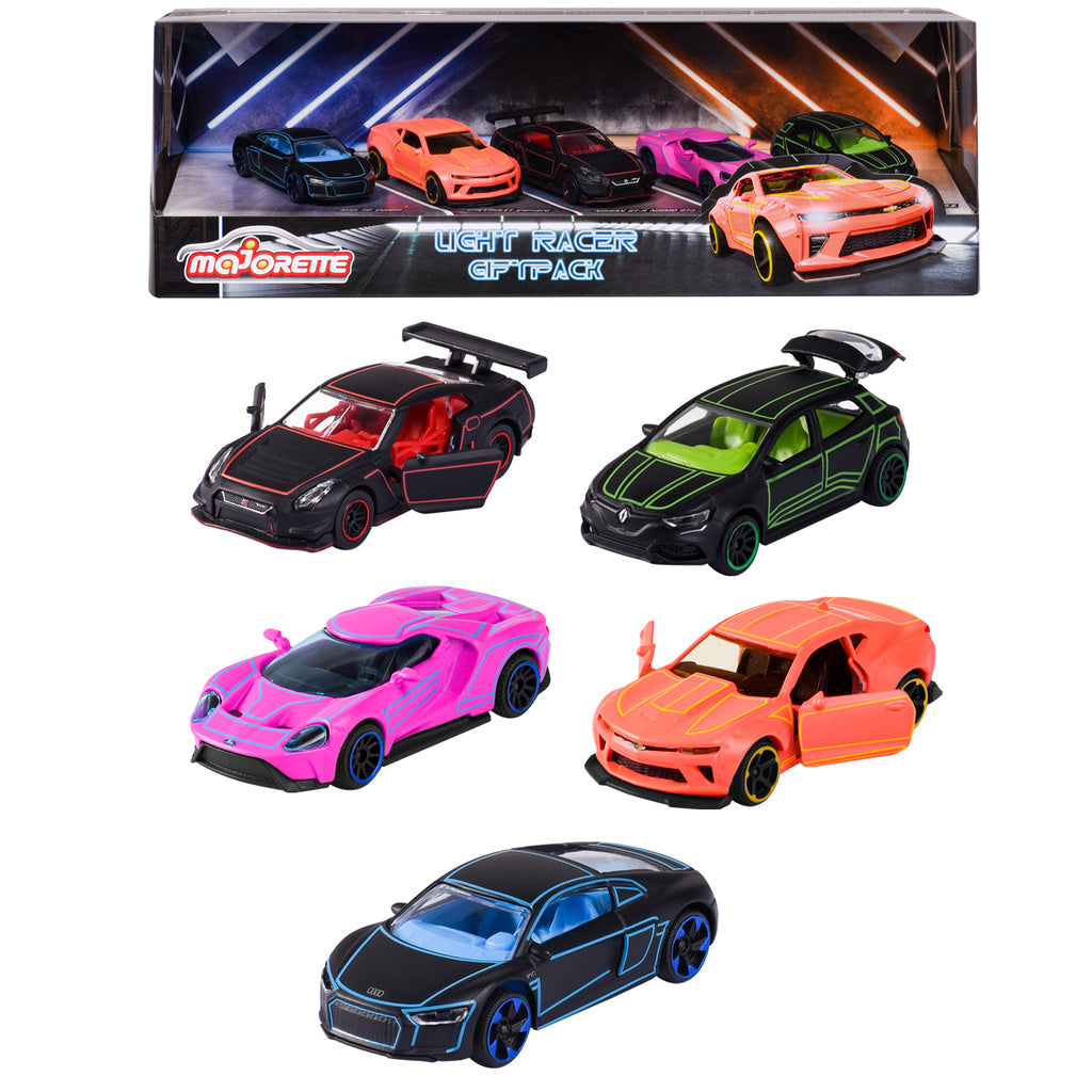 MAJORETTE Light Racer 5-Pack Bilar Presentförpackning