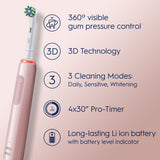 Oral B Eltandborste Pro3 Pink + Extra Refill