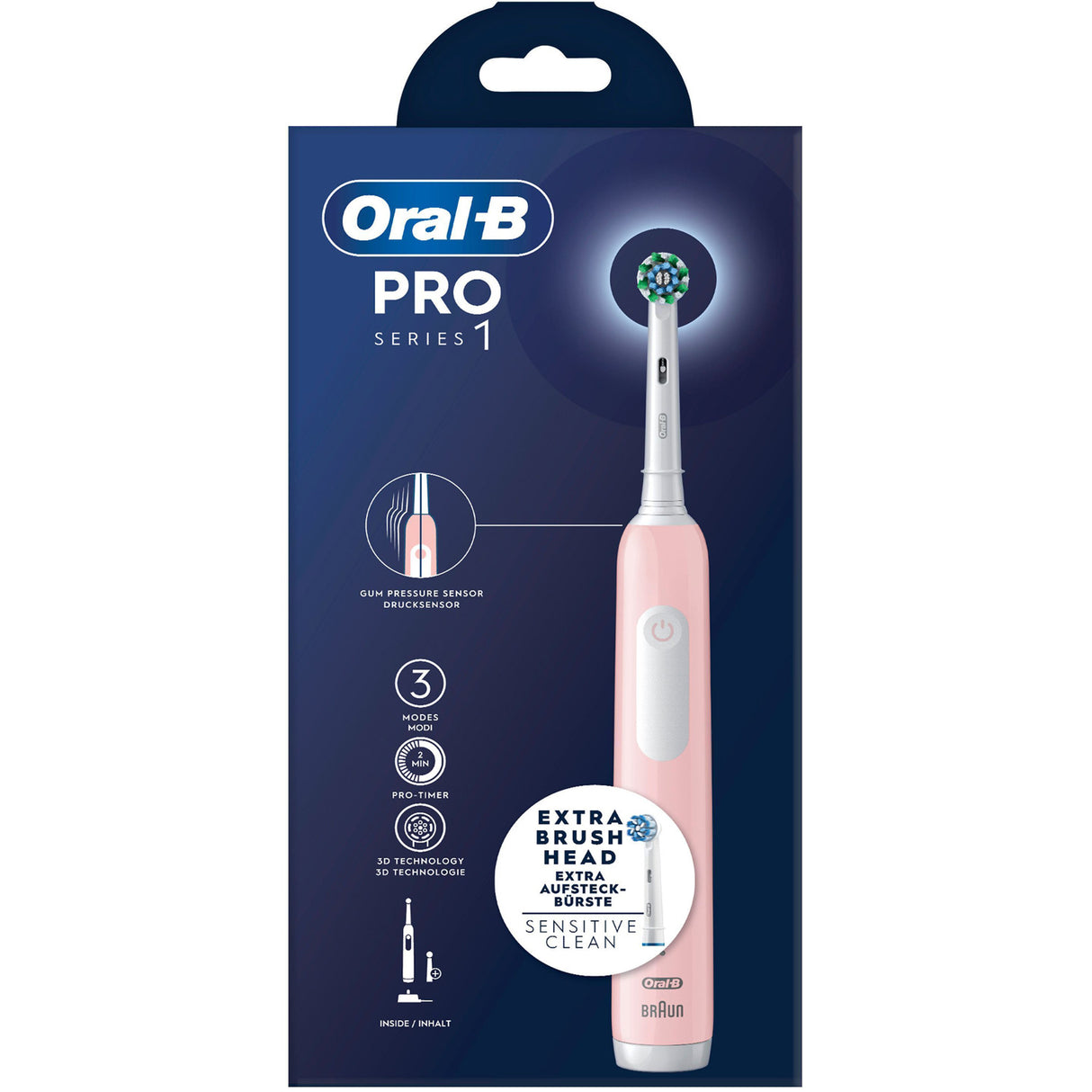 Oral B Eltandborste Pro1 Pink + Extra Refill