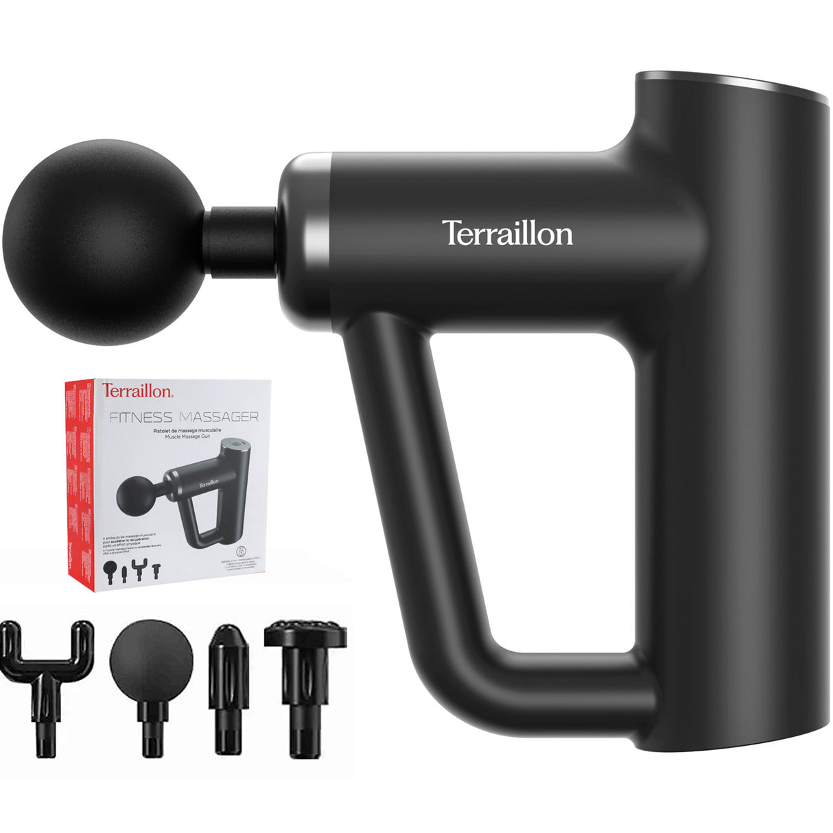 Terraillon Massagepistol Fitness Massager 4st tillbehör & USB-C