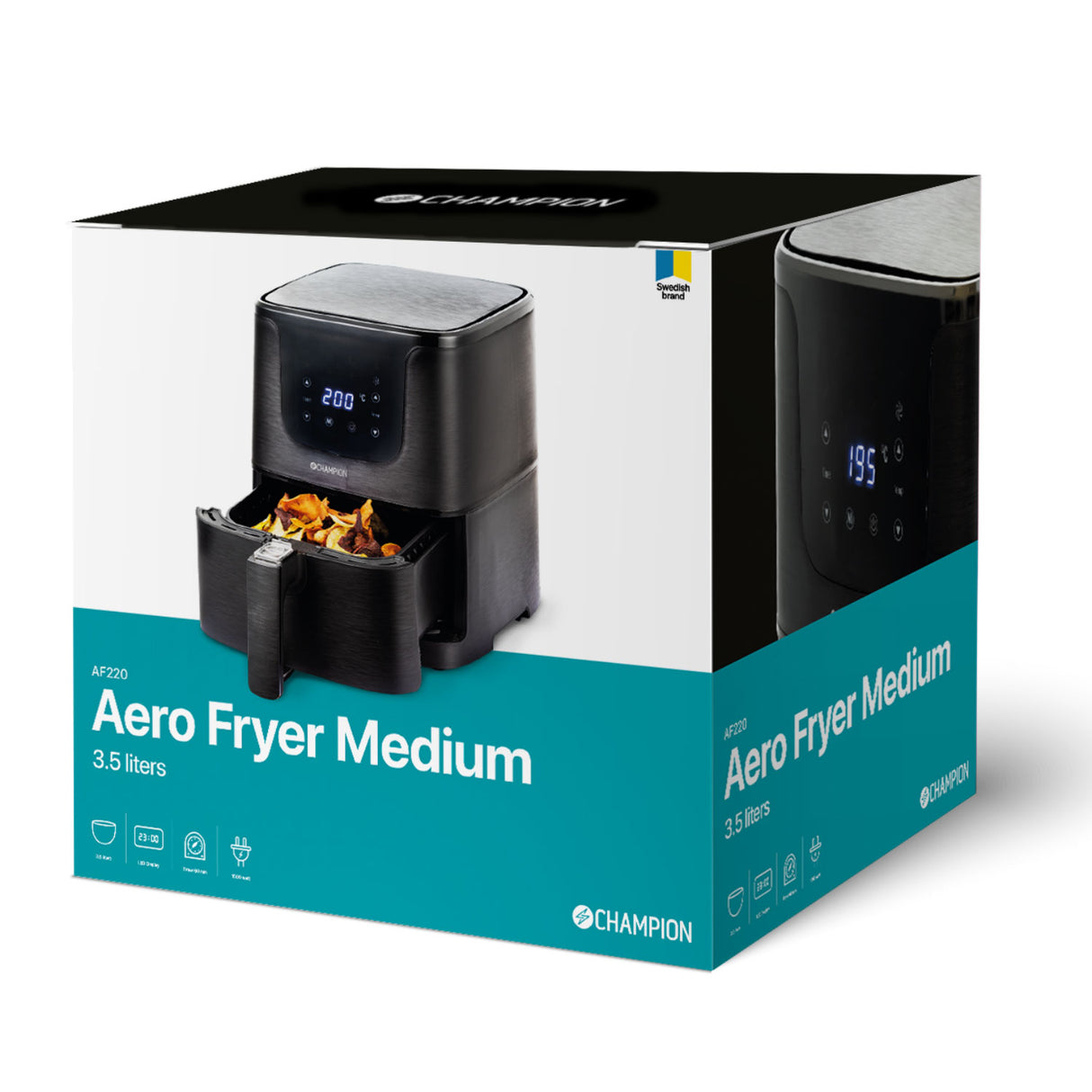 Champion Air Fryer Medium 3,5L 1500W AF220 Svart