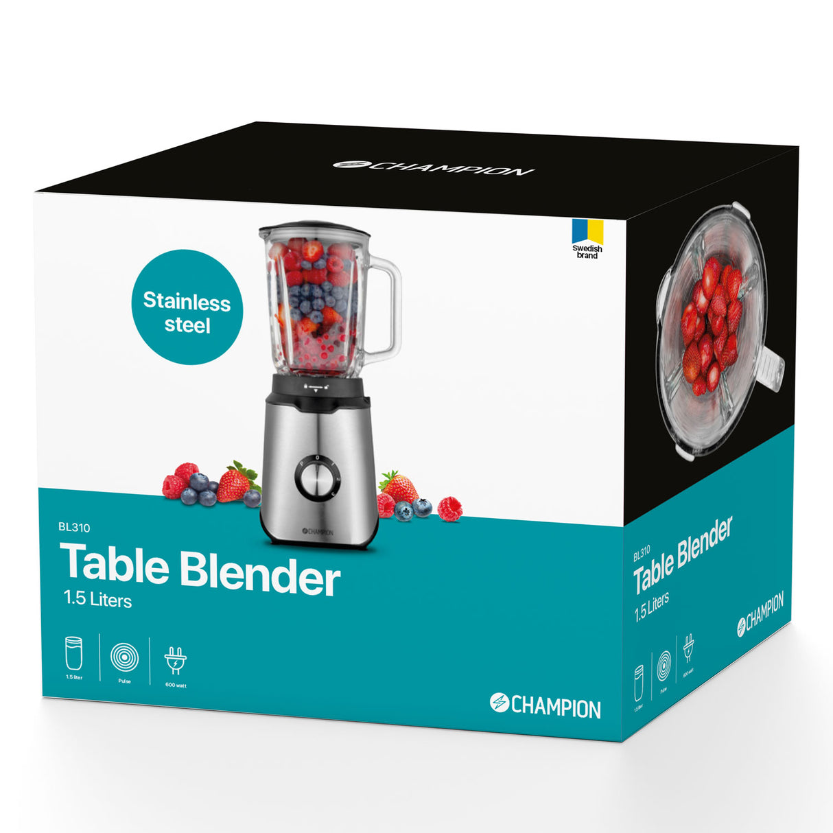 Champion Blender 1,5L 600W Glaskanna BL310 Rostfri