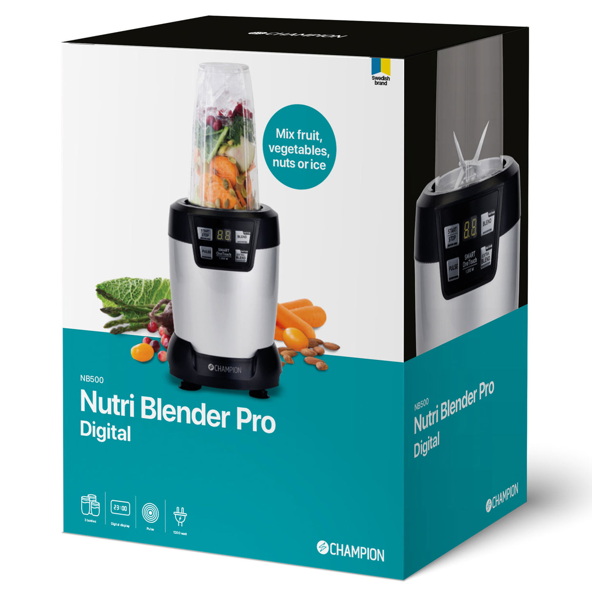 Champion Nutrition Blender Pro Digital 1200W NB500 Svart/Silver