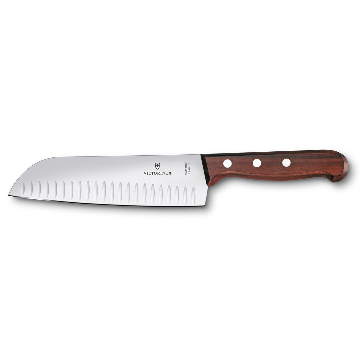 Victorinox Wood, santoku knife, 17cm, straight, fluted, mod.