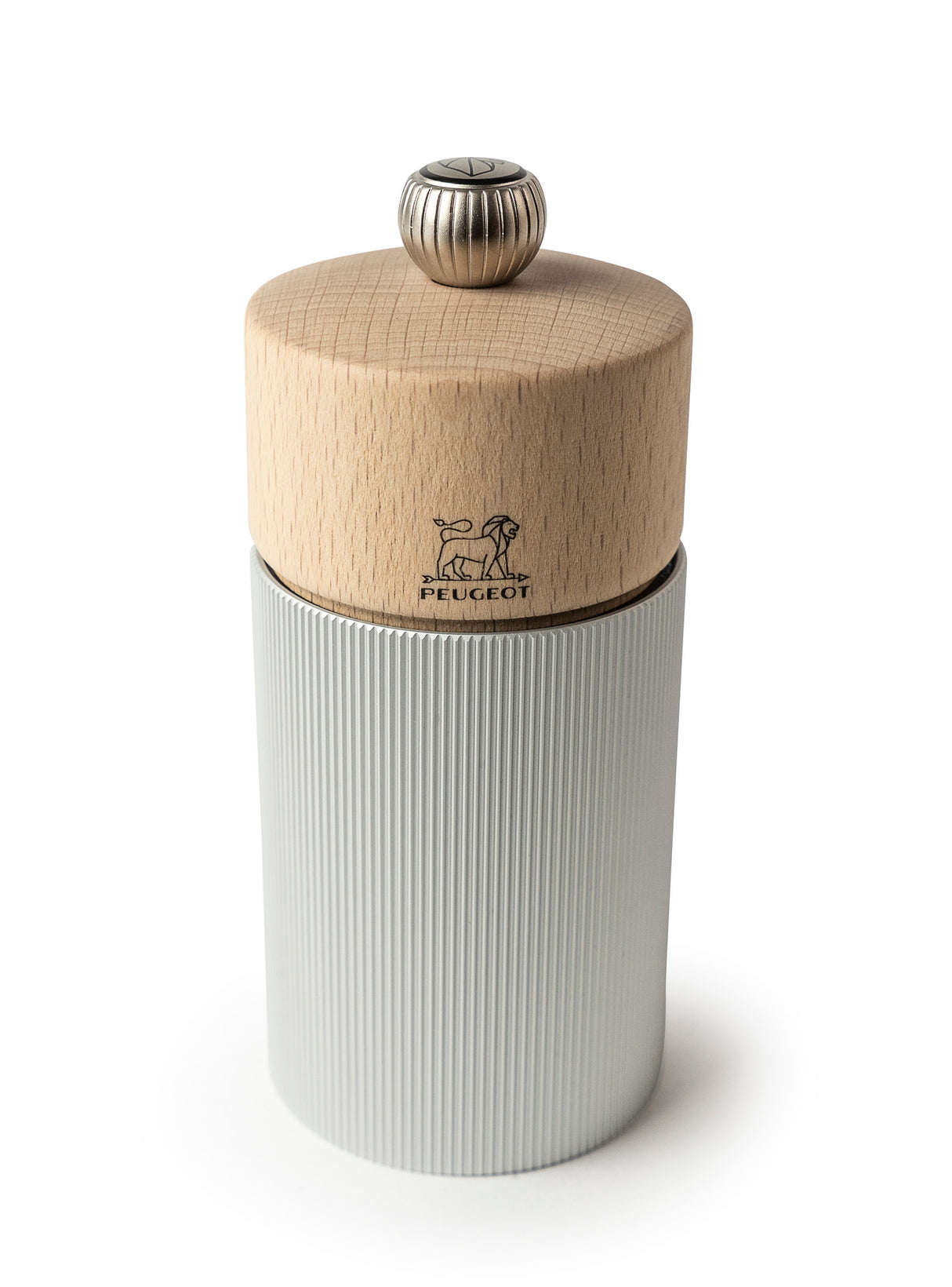 Peugeot Line Natural Pepper Mill Wood/Aluminium 12 cm