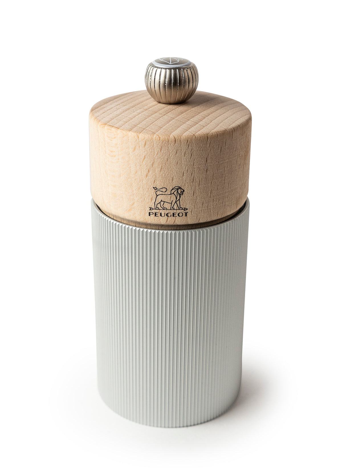 Peugeot Line Natural Salt Mill Wood/Aluminium 12 cm