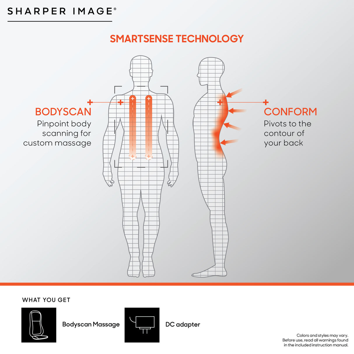 Sharper Image Massager Smartsense Shiatsu Realtouch Chair